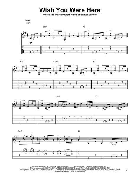 wish you were here sheet music.